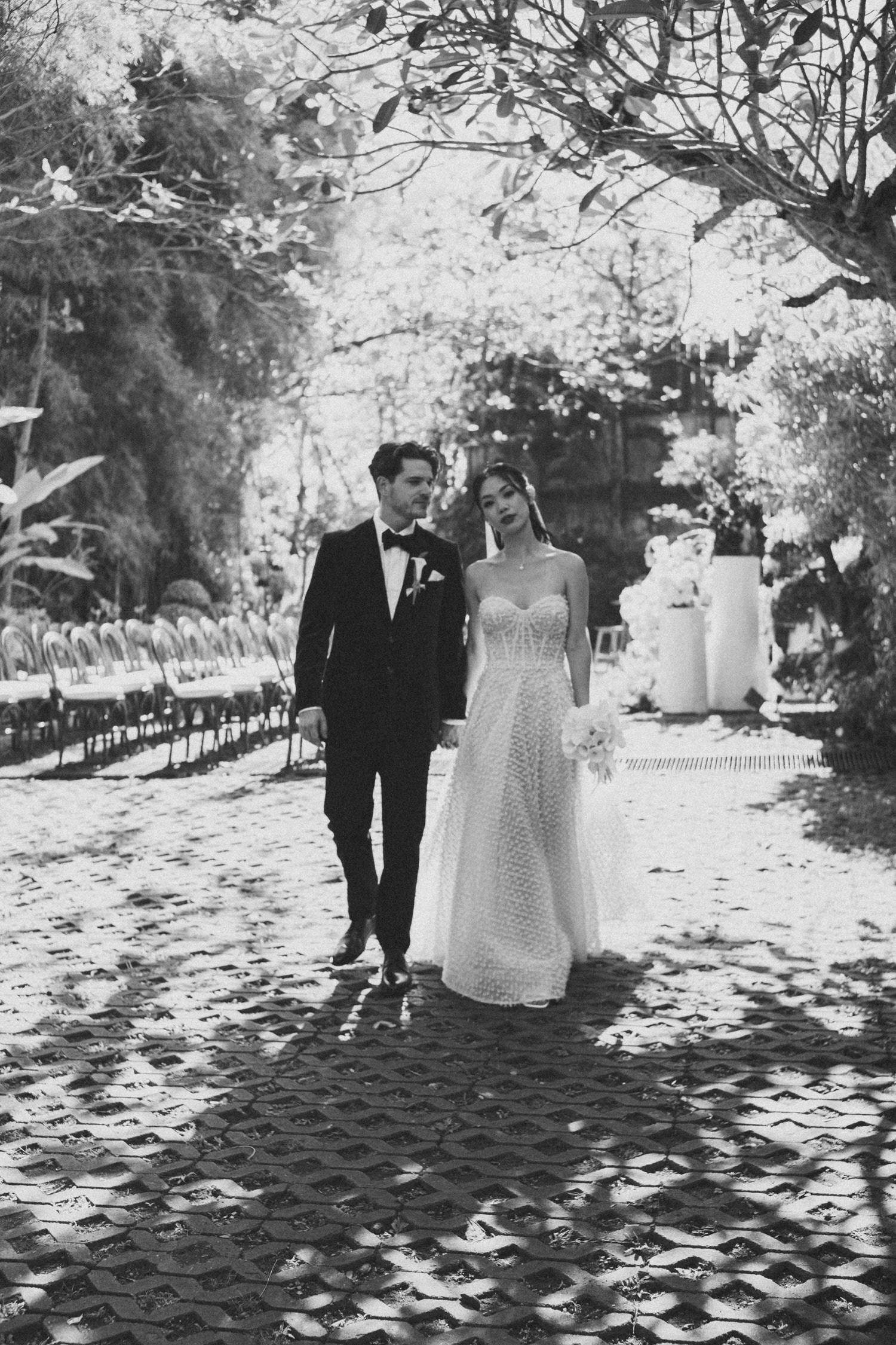 Bali Destination Photographer bride and groom black and white photo bali wedding